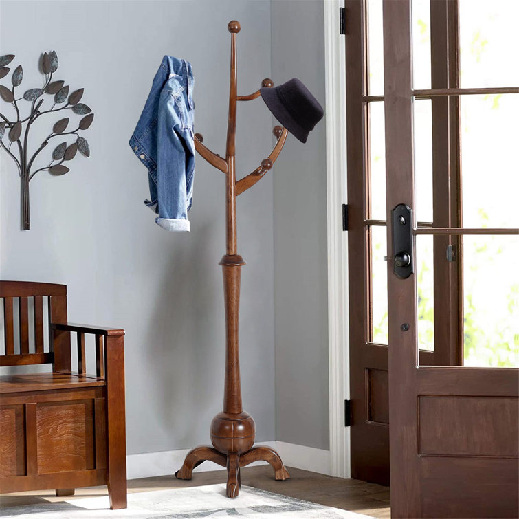 Janiya Solid Wood Freestanding 8 Hook Coat Rack